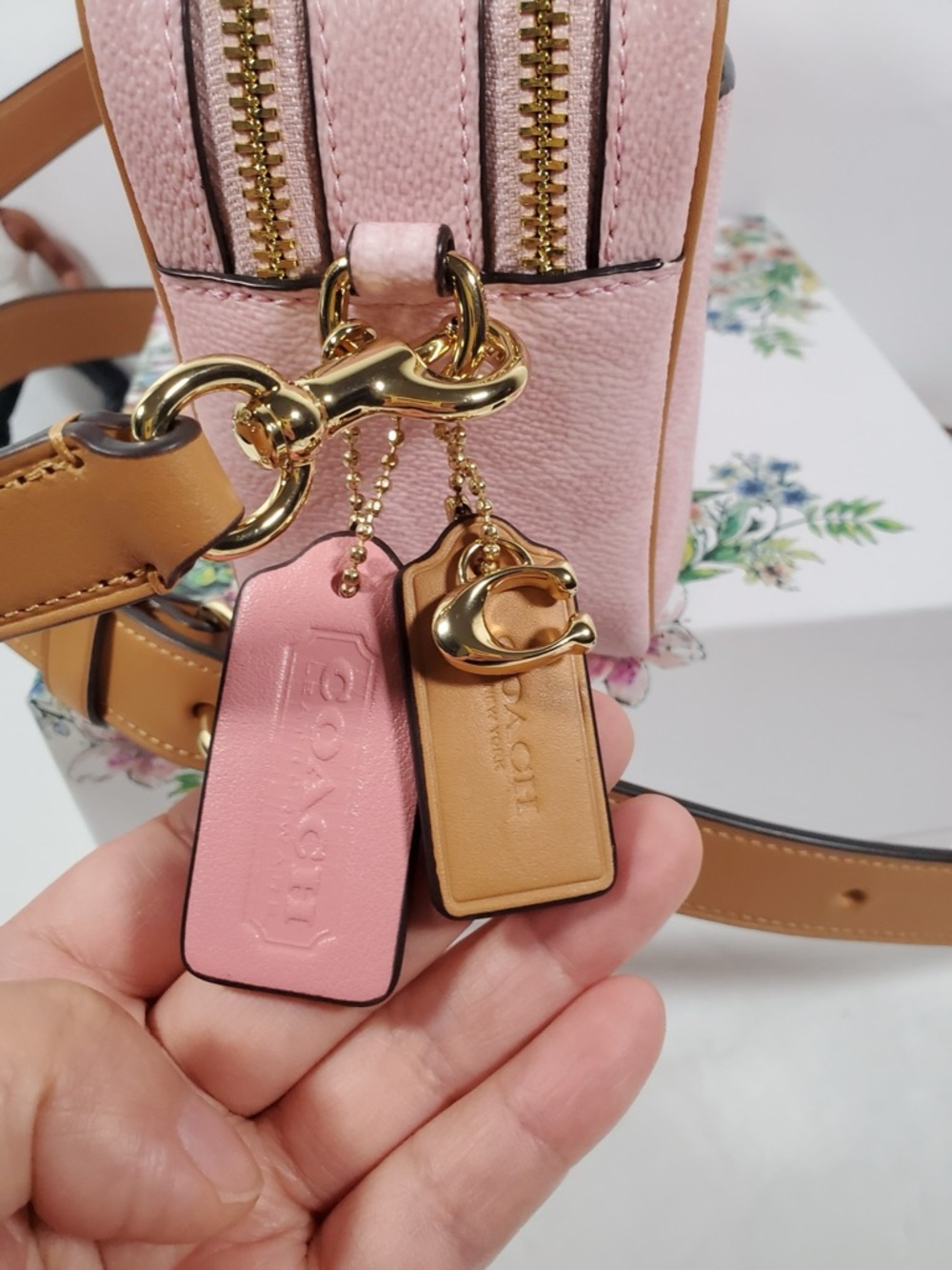 NWT Coach Powder Pink Mini Carey Crossbody Bag in Signature Canvas - Picture 13 of 13